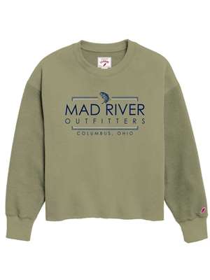 Mad River Outfitters Women's Reverse Fleece Midi Sweatshirt- Moss Shop great fly fishing gifts for women at Mad River Outfitters