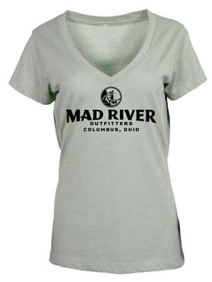 Mad River Outfitters Women's Essential Deep V-Neck T-Shirt- desert sage Fly Fishing Apparel SALE at Mad River Outfitters