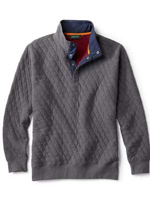 Orvis Quilted Snap Sweatshirt- dark slate Men's Fly Fishing Shirts at Mad River Outfitters