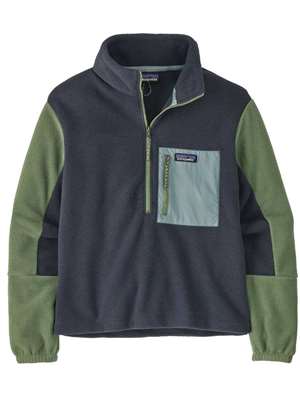 Patagonia Women's Microdini 1/2-Zip Fleece Pullover in Pitch Blue w/Terrain Green Fly Fishing Hoodies