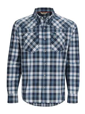 Simms Brackett Shirt- backcountry blue plaid Fly Fishing Apparel SALE at Mad River Outfitters